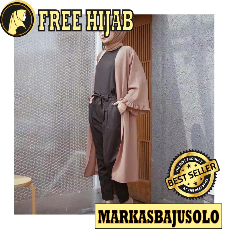 YURA CARDI LONG CARDIGAN CARDY OUTER / CARDIGAN WANITA PANJANG RAJUT MOTIF BATIK PUTIH