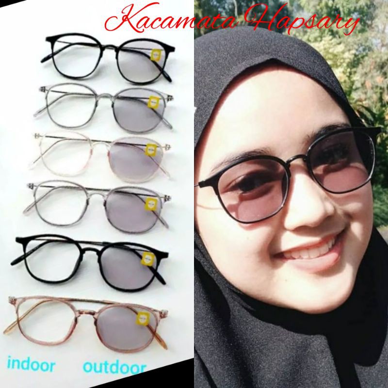 FRAME KACAMATA WANITA LENTUR 2124 + LENSA PHOTOCROMIC GREY ( NORMAL ) FASHION NO MINUS RADIASI