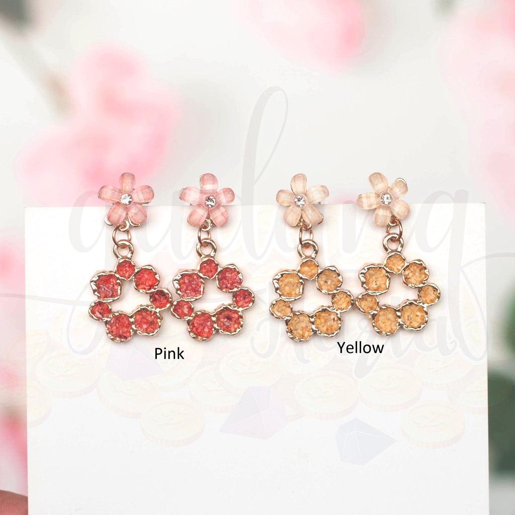 Anting Stud Korea Flower Wreath Panjang Unik GH 203472