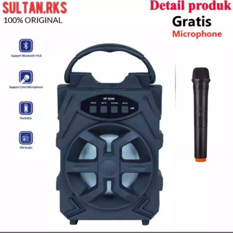 Speaker Bluetooth HF-288/XTM-168 Bonus Mic karaoke player karoeke Werles