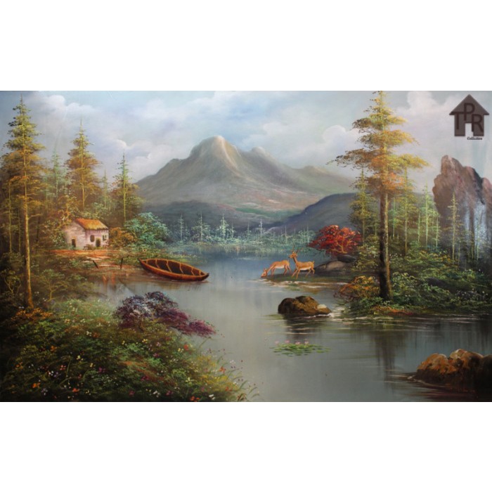 Lukisan Asli | Lanscape panorama naturalis Eropa 85x135cm.