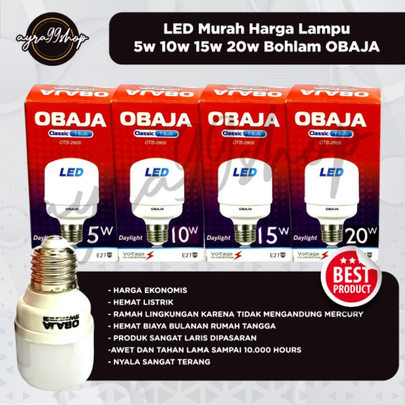 BOHLAM LED PUTIH 20watt 15watt 10watt 5watt OBAJA MURAH