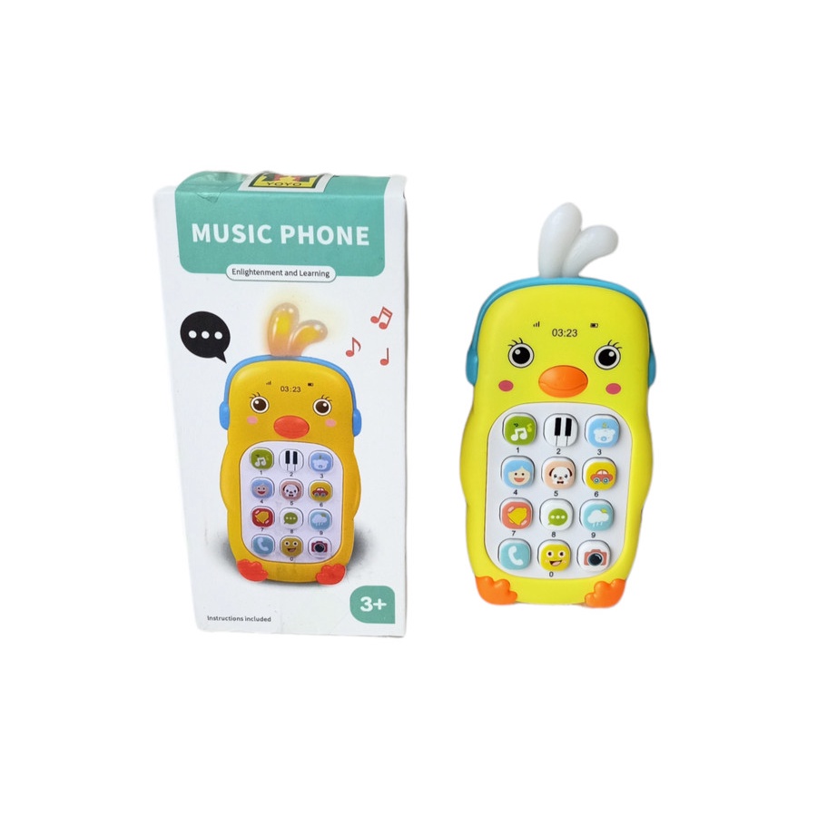 BIG SALLE Mainan Edukasi Anak balita Musik Mobile Phone Lucu / Mainan Bayi Baby Children's Music Phone Baby Phone Duck BABY - Kado Hadiah Baby Cewek Cowok Phone Bebek Kuning Unik 3 4 5 6 Bulan