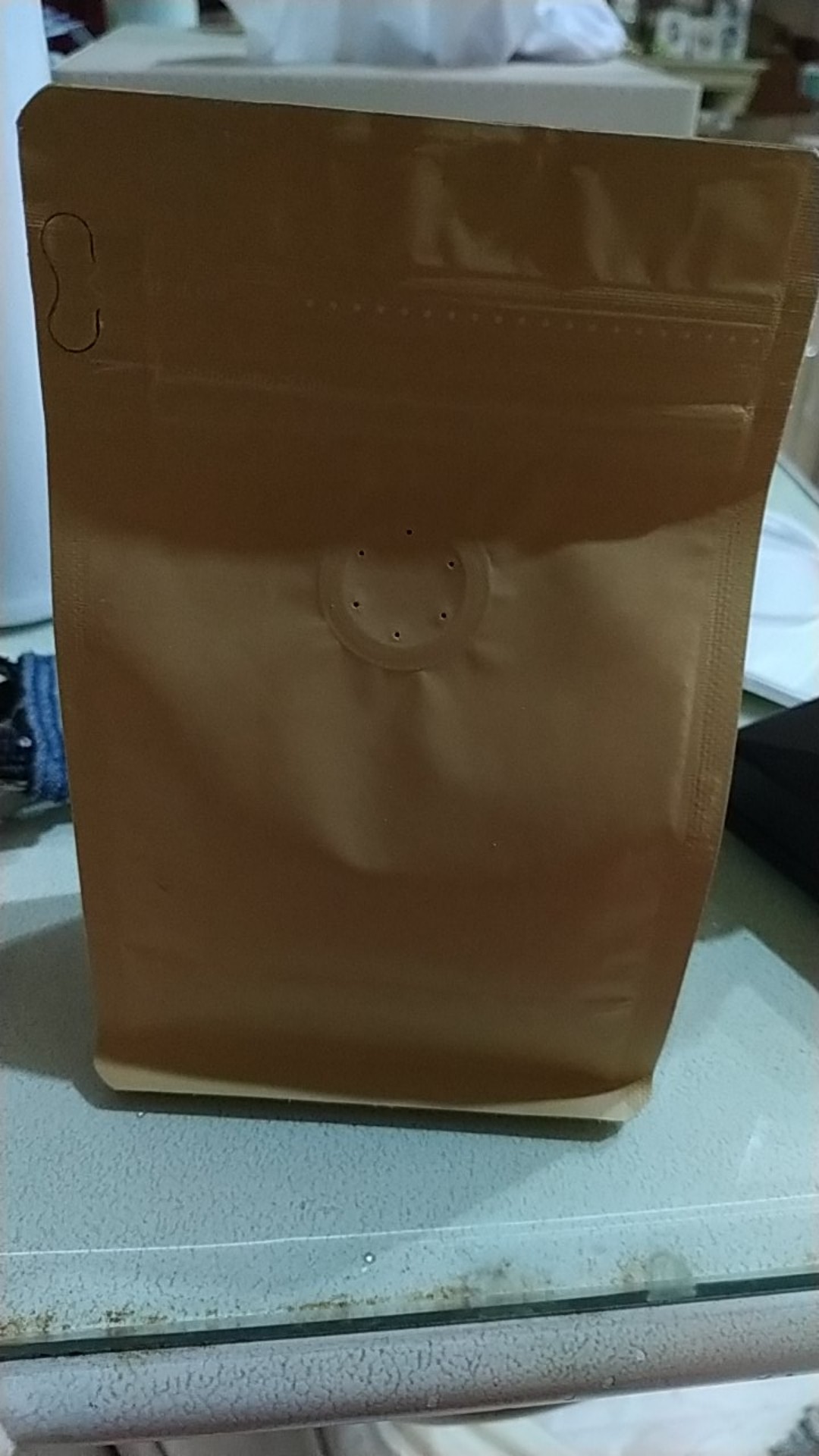 Flat Bottom Kertas Kraft S Valve Kemasan Kopi 250g Coffee Bag Packaging Alu Foil Craft Paper Zipper