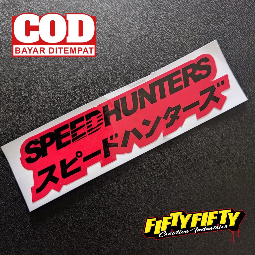 Stiker Print Cut SPEED HUNTERS Merah Stiker Printing Laminasi Glossy Stiker Motor Mobil Helm Sudah Membentuk Pola Desain