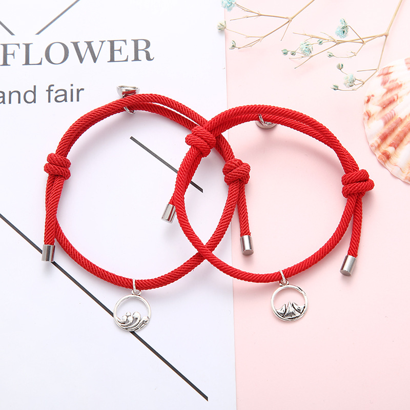 1 Pasang Gelang Couple Magnet Gelang persahabatan Tali Couple Magnet Attract Bracelets -ol-2pcs-red