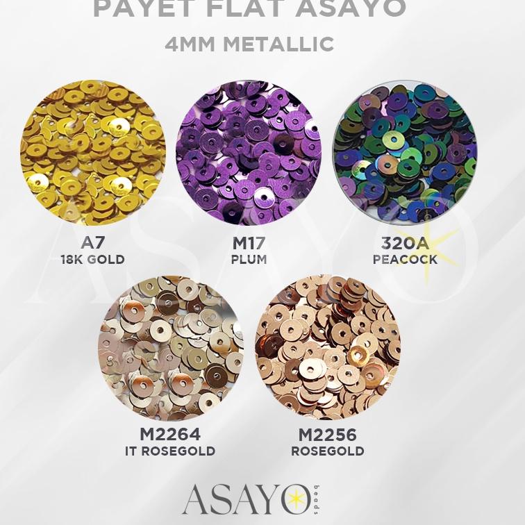 Payet Asayo Metallic Polos 3mm / 4mm / Flat / 50gr / Sequin MBR JY Diskon