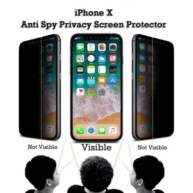 Anti SPY Glass IPHONE X/XS/6/6 plus/7/7 plus/8/8 plus/11/11pro -Privacy SCREEN PROTECTOR warna hitam