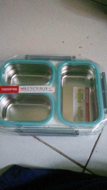 Lunchbox Tedemei 6540 Stainless Steel Sekat 3 / Kotak Makan Anti Tumpah Bocor Lunch Box