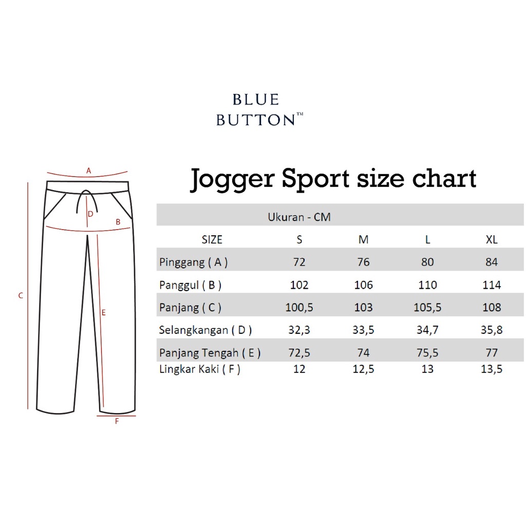 BlueButton Jogger Pants Celana Jogger Pria Slim Basic Daily Wear - Navy