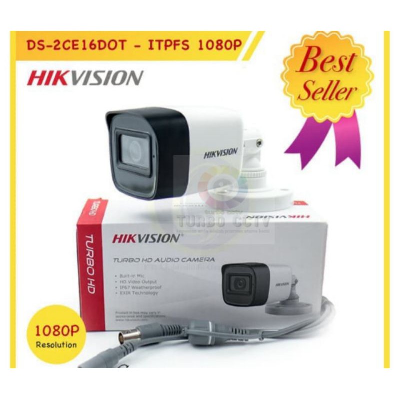 KAMERA CCTV OUTDOOR HIKVISION 2MP MIC AUDIO DS -2CE16DOT -ITPFS