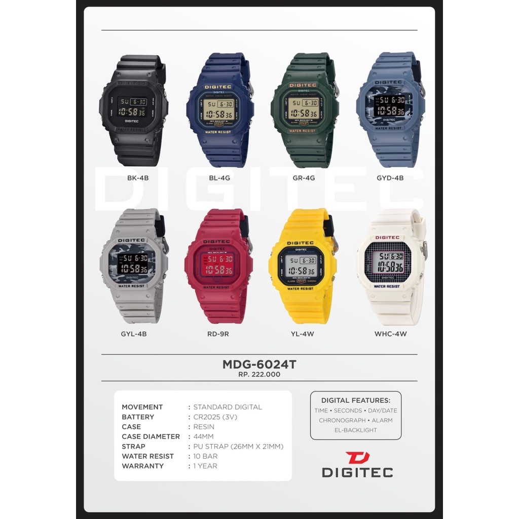 Jam tangan pria DIGITEC  MDG 6024 Digitec 6024 Original