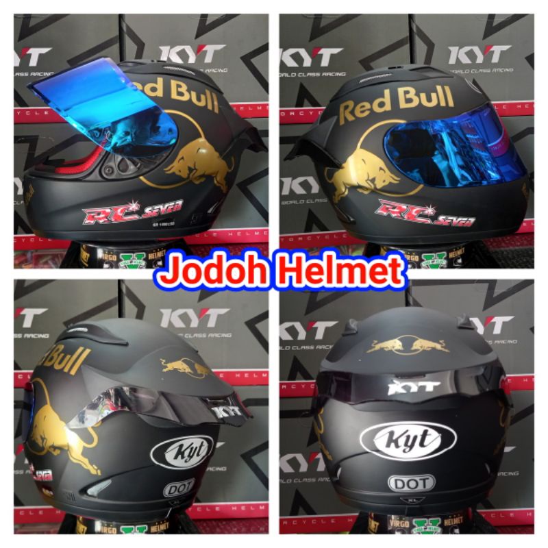 KYT HELM RC7 SOLID BLACK MATT|DOFF+VISOR IRIDIUM+SPOILER PAKET GANTENG
