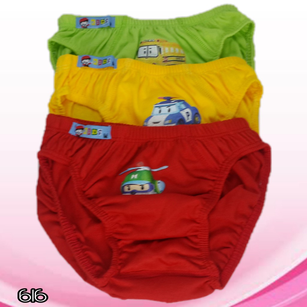 K616 (6-12 pcs) Agree Kids Celana Dalam Anak Laki laki, Cd Anak Cowok Size S M L XL (usia 3 - 11 th)