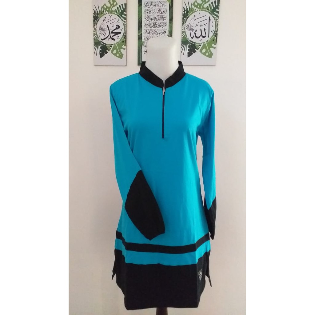 INDHIRA TUNIK TURKIS Kaos Polos Tunik Muslimah Busui Friendly