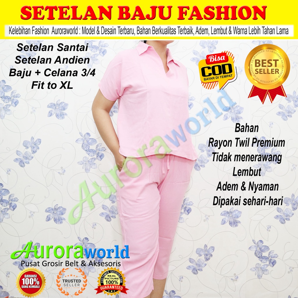 AURORAWORLD SET  Setelan Baju &amp; Celana Santai Fashion model terbaru bisa COD