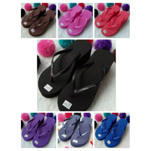 Sandal Wedges Spon dengan JEPIT POLOS