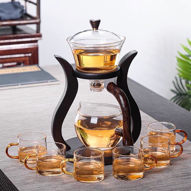 QING CHA SET / TEKO TEH UNIK DENGAN KAYU STAND