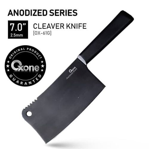 Oxone OX-61G Cleaver/ Butcher Knife Stainless Steel Pisau Dapur, Pisau Daging Full Black Anodized