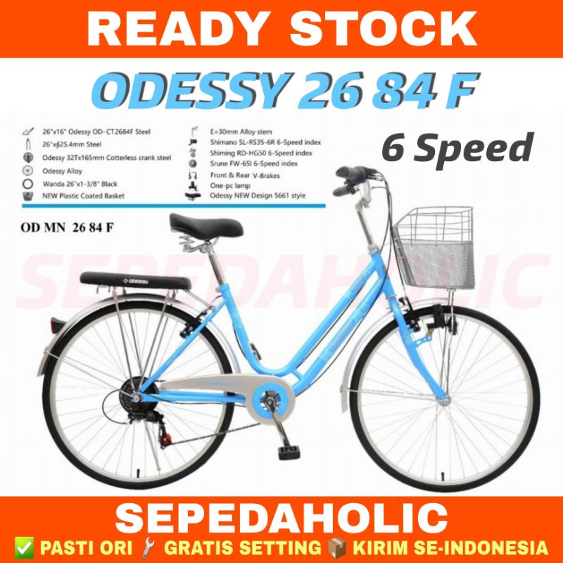 Sepeda Keranjang Dewasa MINI ODESSY 26 84 F Ukuran 26 Inch 6 Speed City Bike CTB
