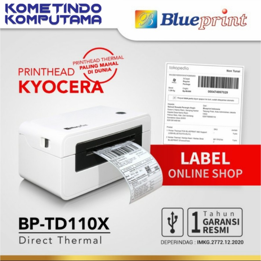 102x127x1 Line isi 500pcs Direct Thermal Sticker BLUEPRINT 102x127x1 Line isi 500pcs / Label Stiker Resi Online Shop