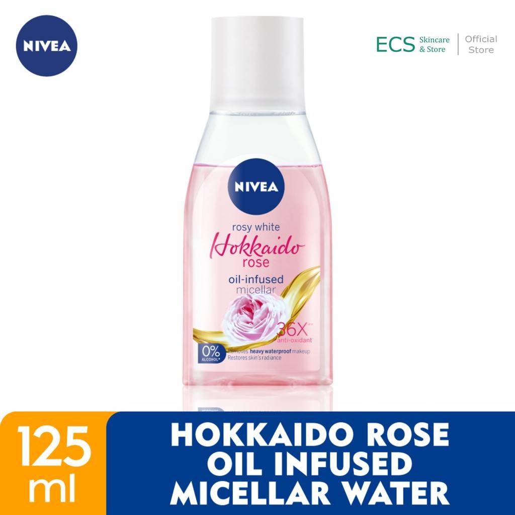 Micellar Water NIVEA Face Hokkaido Rose Oil-Infused 125 mL (Pembersih Wajah &amp; Make Up) - Micelar Water dengan Minyak Bunga Mawar Pink BPOM Hokaido