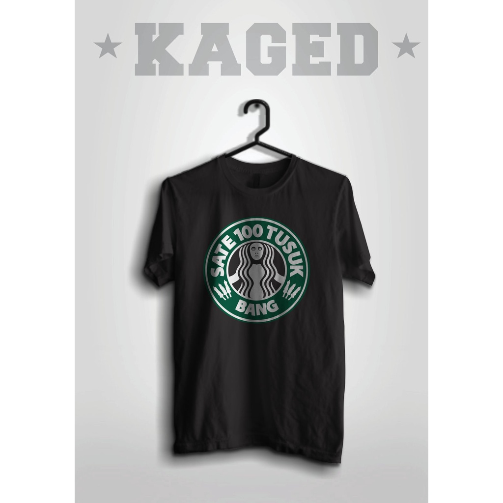 KAOS BANG SATE 100 TUSUK KAOS STARBUCK KAOS PLESETAN KAOS LUCU KAOS KOPI  #WARNAHITAM