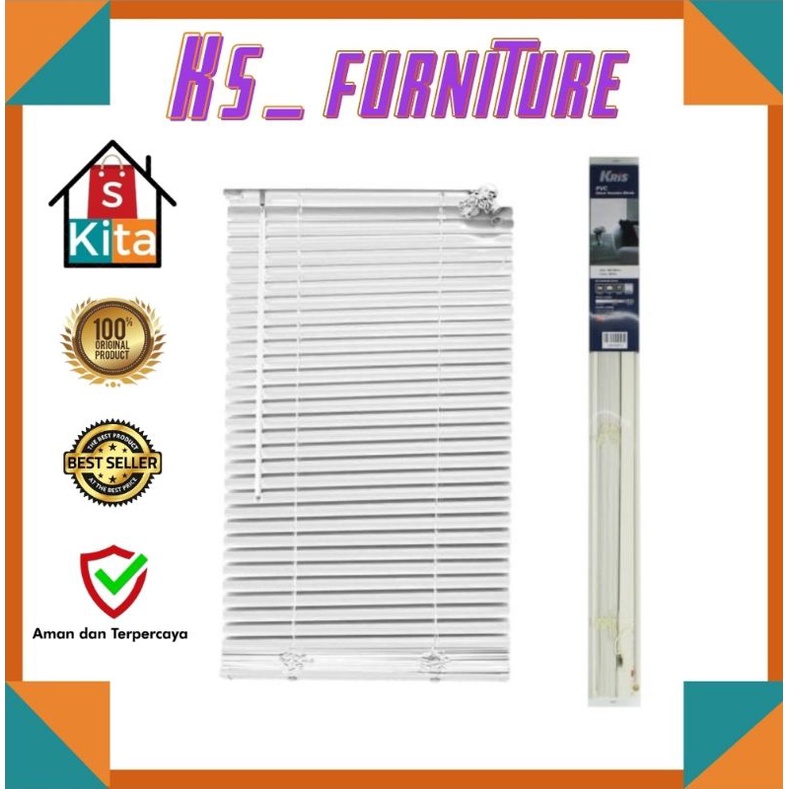 Kris Venetian Blinds 25mm 90x180CM - Putih/krei gulung/krei/tirai gulung/krei jendela/tirai jendela