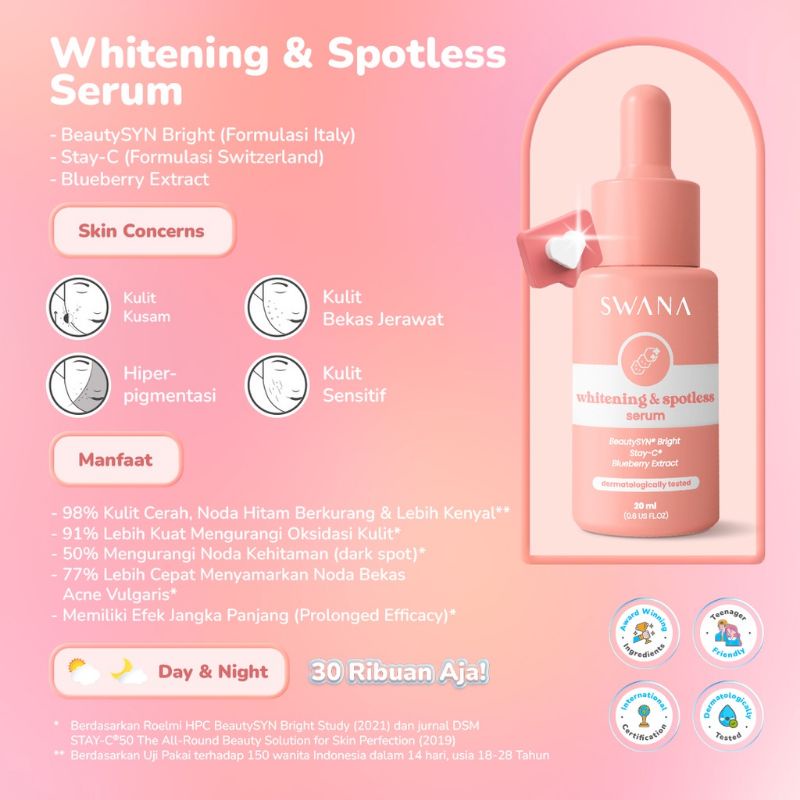 swana serum - serum swana - swana serum pore minimizer - swana serum acne fighter - swana serum whitening &amp; spotless - serum hanasui - hanasui serum