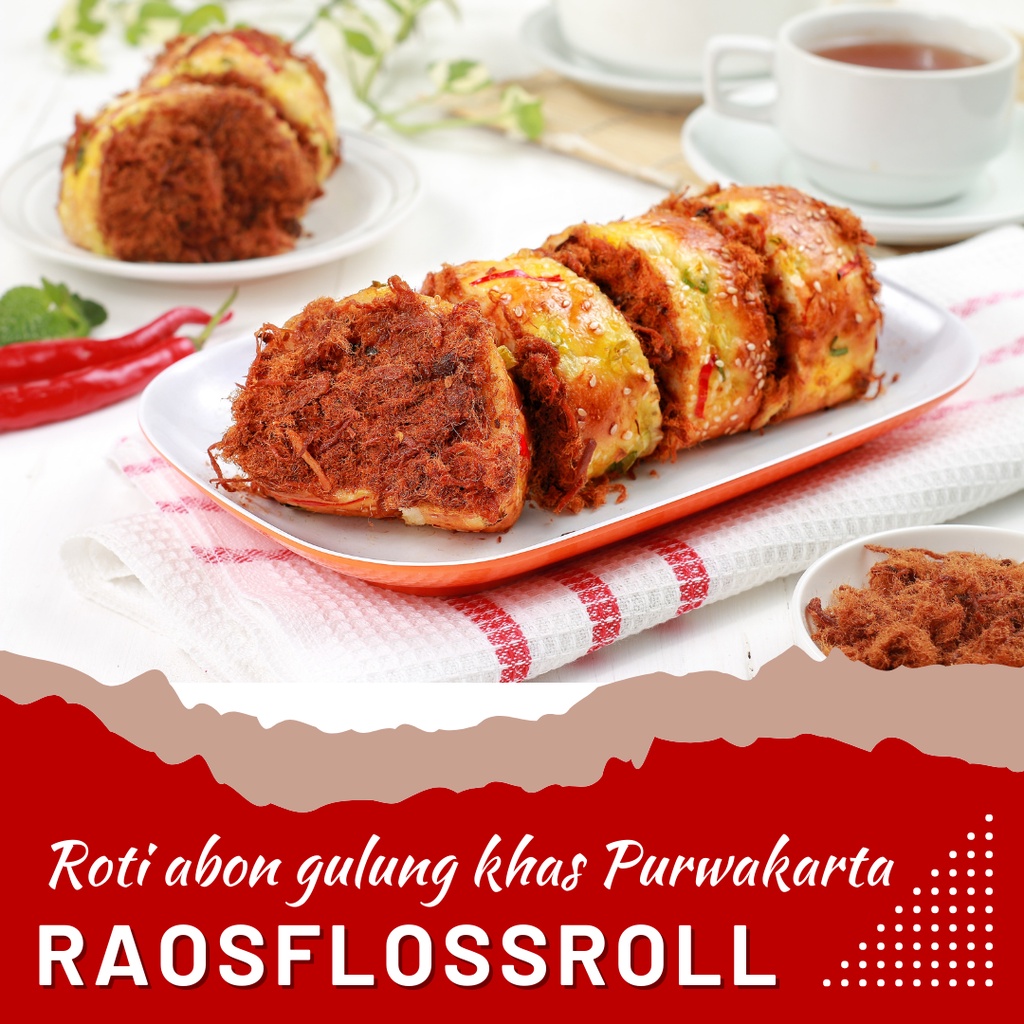 

Roti Abon Gulung RAOS FLOSSROLL Oleh oleh khas Purwakarta