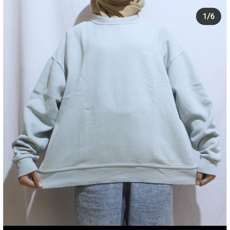 crewneck pigment sablon hijau mint