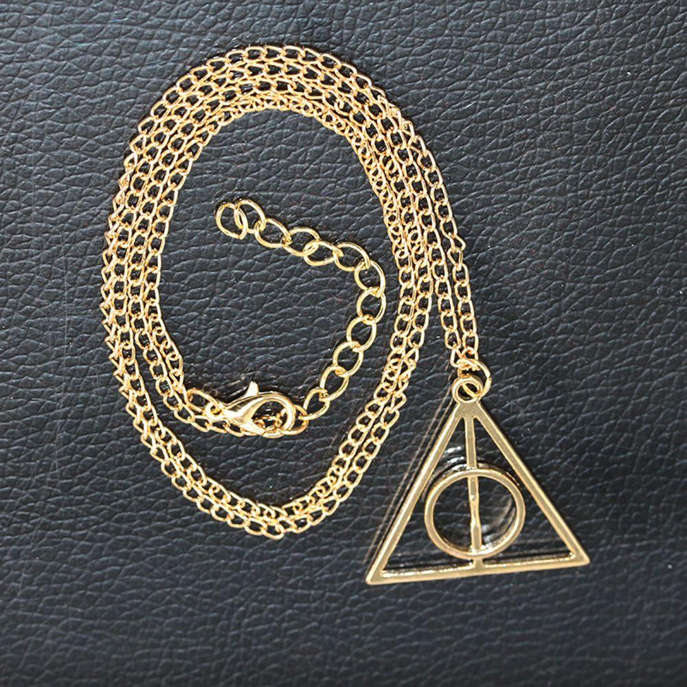 Needway Film Kalung Yang Dapat Diputar Populer Liontin Deathly Hallows Perempuan Choker Pria Kalung