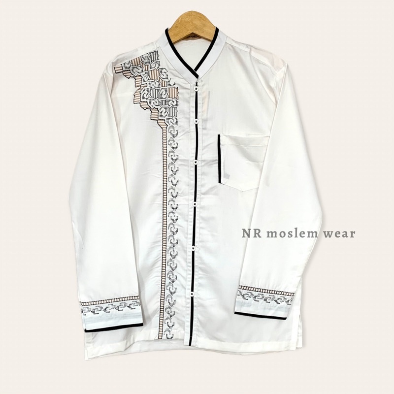 BAJU KOKO PUTIH DEWASA TANGAN PANJANG  / KOKO ARRAHMAN PANJANG / BAJU KOKO KATUN ADEM kode ( ARK )