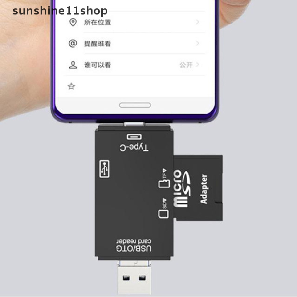 (SHO) Card Reader OTG Micro USB / Type C 3 In 1 Kecepatan Tinggi Untuk Handphone / Komputer