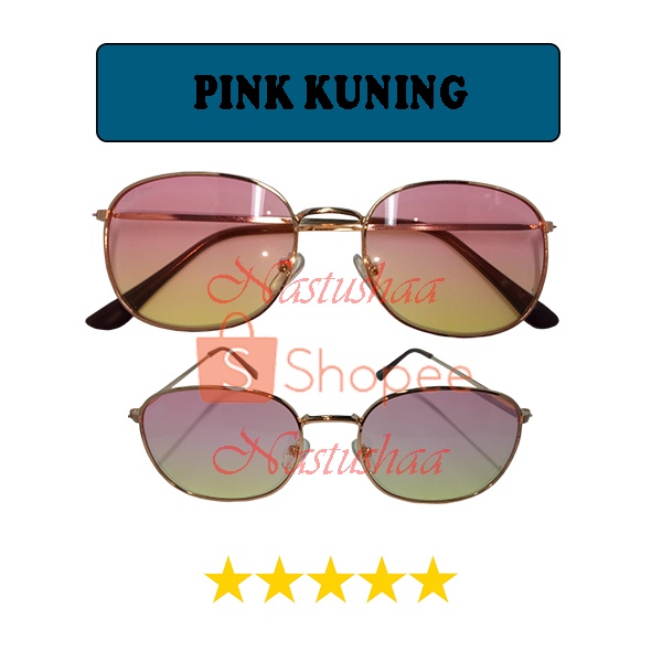 Kacamata Wanita dan Pria Fashion Aksesoris Gaya Pantai Frame Metal Sunglasses Kacamata Anti UV Lensa Gradasi FREECASE