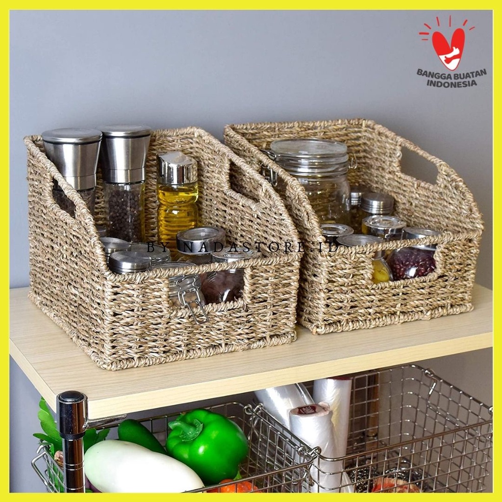 Water Hyacinth Wicker Baskets , Hand Woven Organizing , Rack Bumbu , Laci , Drawer serbaguna Tempat