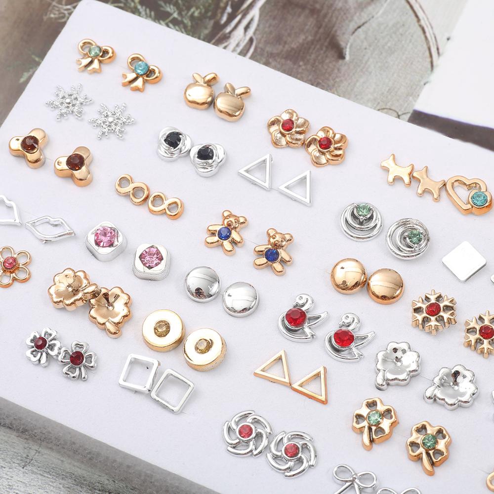 36 Pasang / Set Anting Stud Kristal Berlian Imitasi Bentuk Bunga Untuk Wanita