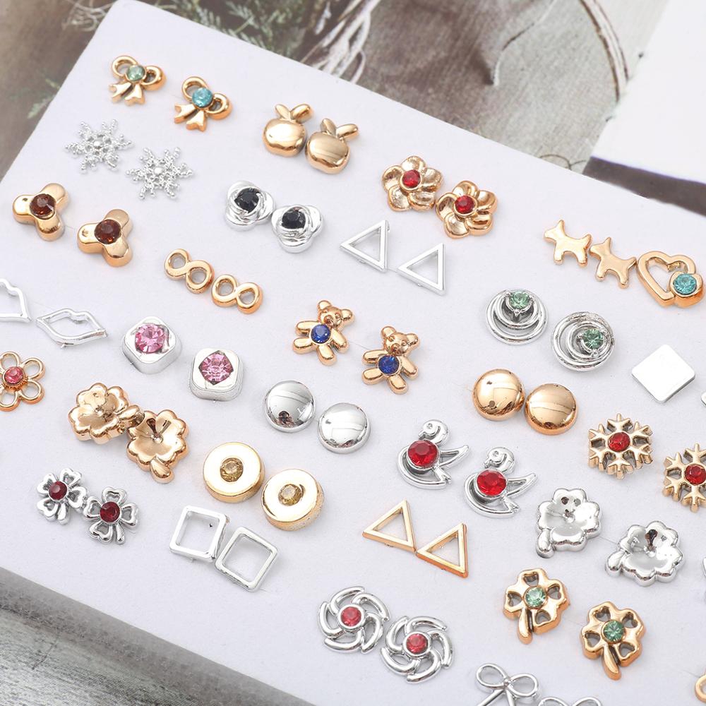 36 Pasang / Set Anting Stud Kristal Berlian Imitasi Bentuk Bunga Untuk Wanita