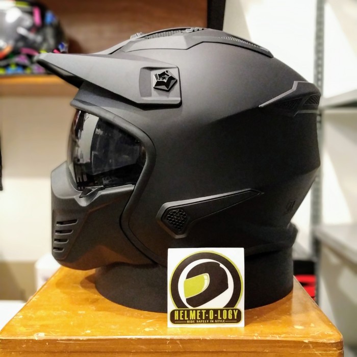 Helm JPX MX726R Crossover Hitam Doff Merah MX 726 R Modular