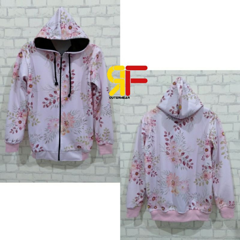 JAKET WANITA MOTIF BUNGA /JAKET WANITA SANTUY/JAKET HOODIE KOREA WANITA PRINTING