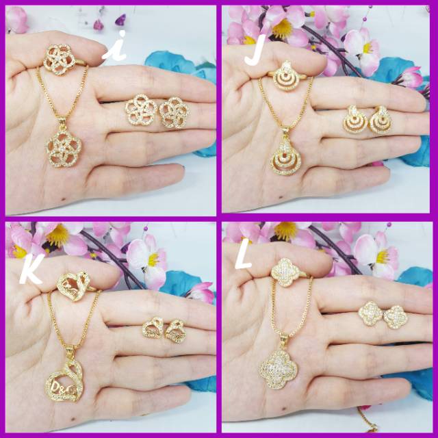 Kalung set premium permata zircon + Box cantik uk 45cm