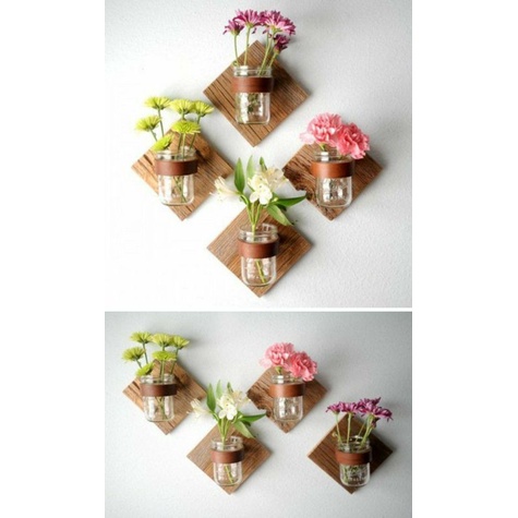 Rak Dinding Kayu Vas Bunga