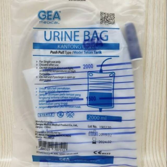 Urine Bag 2000 Ml / Tempat Air Kencing 2 Liter / Kantong Urine 2000ml / 2000cc