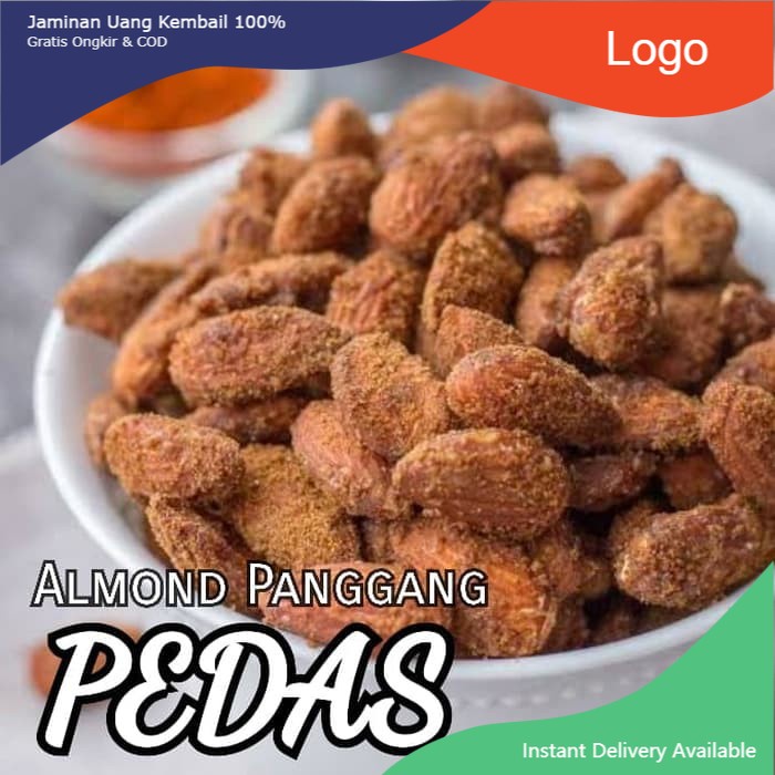 

Makanan Ringan Snacks 250gram Almond Panggang Rasa Pedas ( Chilli Coated Almond )Oven spicy - Almond Spicy Terima kasih