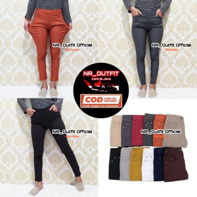 Jumbo Celana Leging Saya L5-L8 Legging Wanita Bahan Soft Jeans Import Tebal Panjang Super Stretch Lejing Full Karet Tregging