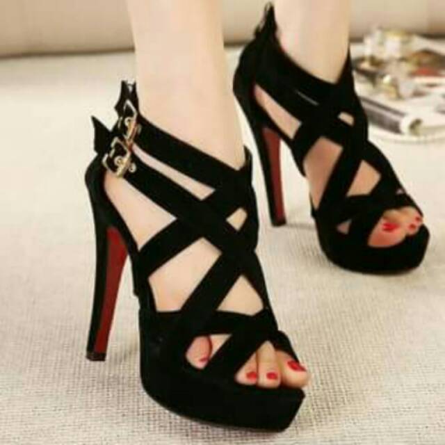 NunuLisaTan GLADIATOR - High Heels Sepatu Hak Tinggi Hak Pump 9CM Hitam