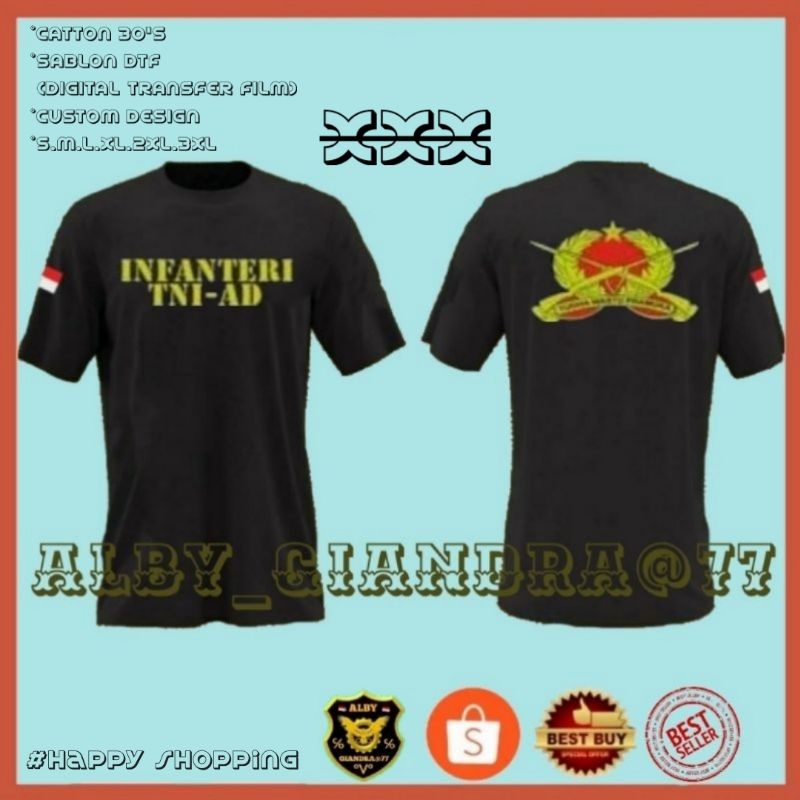 Kaos baju infanteri TNI-AD tangan pendek