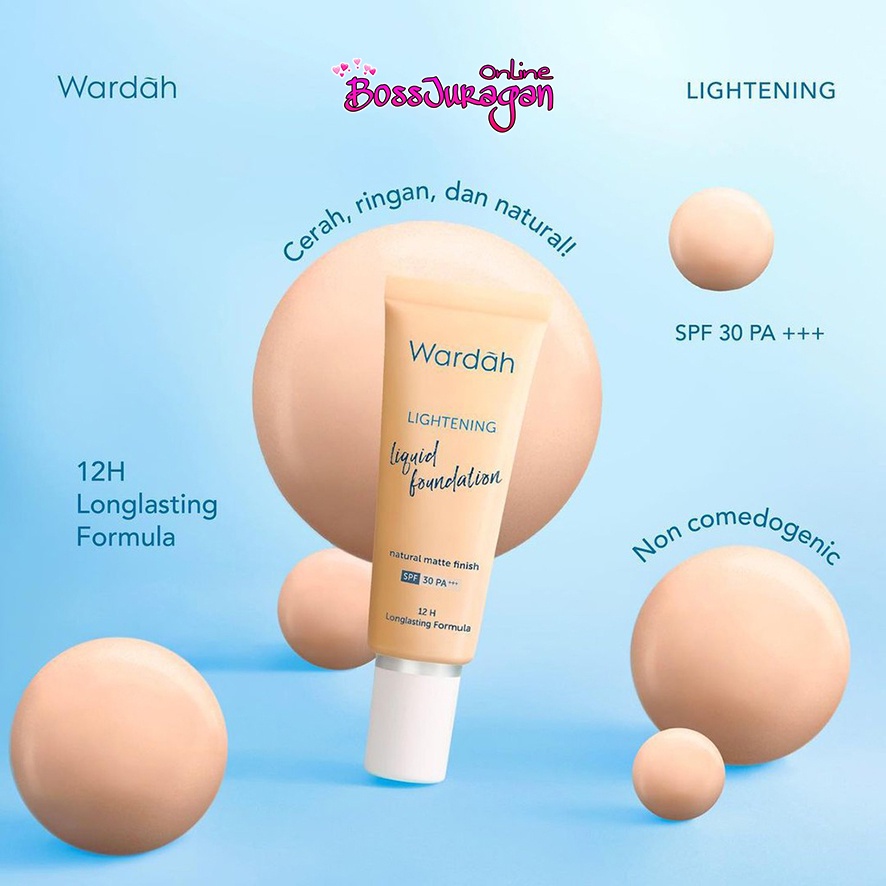 (BOSS) WARDAH Lightening Liquid Foundation 25ml SPF 30 PA+++ Cerah Halus Bercahaya