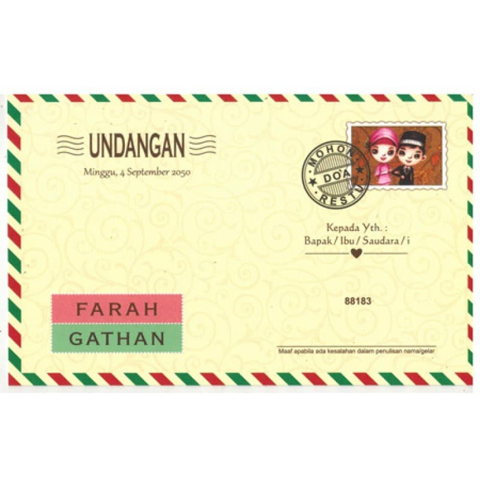 Undangan pernikahan amplop murah elegan