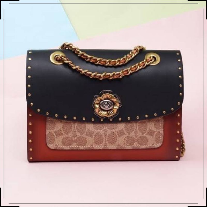 Tas Coach Rivet Import Premium Grade AAA Full Emboss Free box Tas Selempang Shoulder Bag Wanita